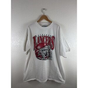 Lutheran Lancers Football Graphic T-Shirt – Discus Athletic – White – Size XL